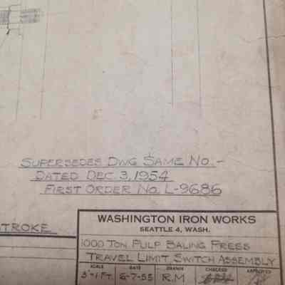 Washington Iron Works. Seattle 4, Wash. Technical drawing.