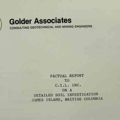 Factual report to C.I.L. Inc on a detailed soil investigation, James Island, British Columbia