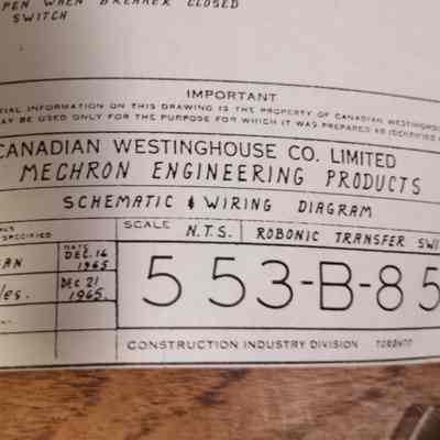 Canadian Westinghouse Co. Limited. Schematic wiring diagram. Technical drawing