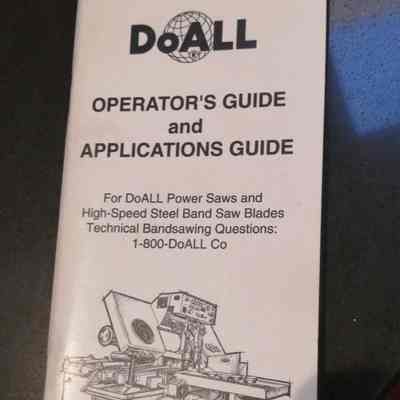 DoAll operator's guide and applications guide for DoAll power saws and high-speed steel band saw blades. Technical bandsawing questions.