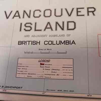 Vancouver Island and adjacent mainland of British Columbia. Map