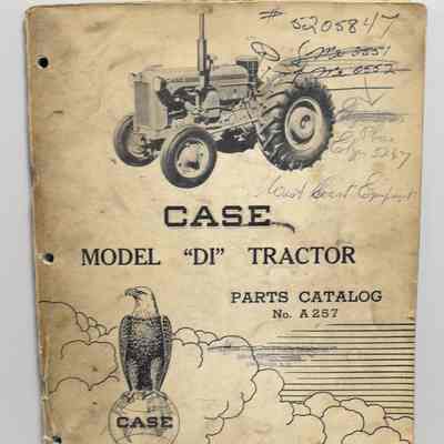 Case model "D1" tractor. Parts catalog No A257