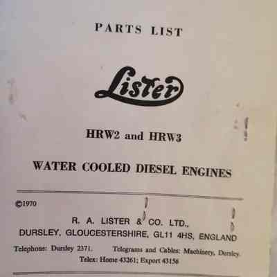 Lister HRW1 and HRW2. Water cooled diesel engines