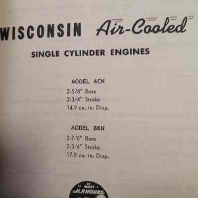 Wisconsin air cooled single cylinder engines. Mode; ACN, BKN. Book of instructions