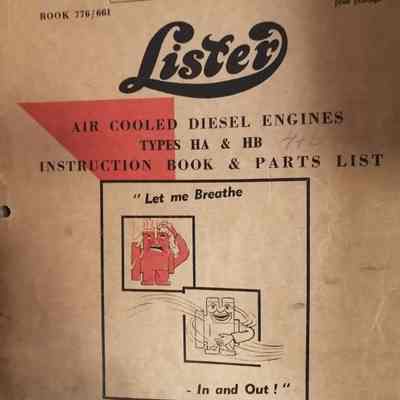 Lister air cooled diesel engines type HA and HB instruction book and parts list