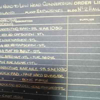 Hall machine high head to low head conversion. James Island. Technical Drawing.