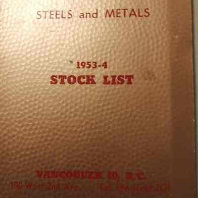 Steels and metals. Stock list.
