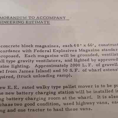Memorandum to accompany engineering estimate