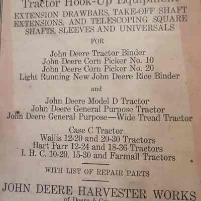 John Deere. Tractor hook-up equipment.