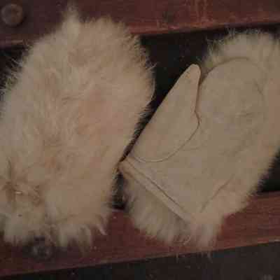 Rabbit fur mittens