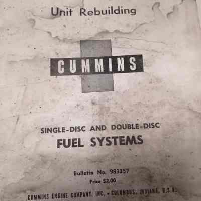 Shop manual. Unit rebuilding. Single-disc and double-disc fuel systems. Bulletin No. 983357