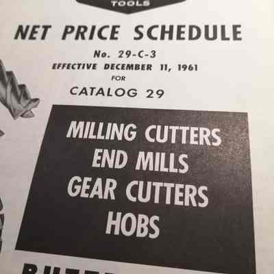 Net price schedule. No. 29-C-3. Milling cutters, end mills, gear cutters, hobs.
