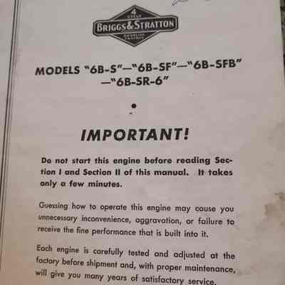 Operating instructions. Models "6B-S' -" 6B-SF" - "6B-SFB" - "6B-SR-6"
