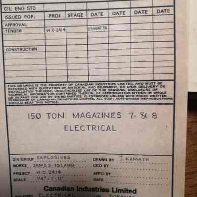 150 ton magazines 7 & 8 electrical. James Island. Technical drawing.