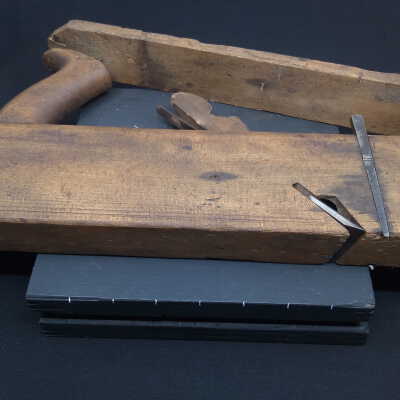Wooden Skew Rebate Plane with Nickers for Cross Grain Work.
