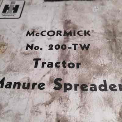 Operator's manual. McCormick No. 200-TW tractor manure spreader