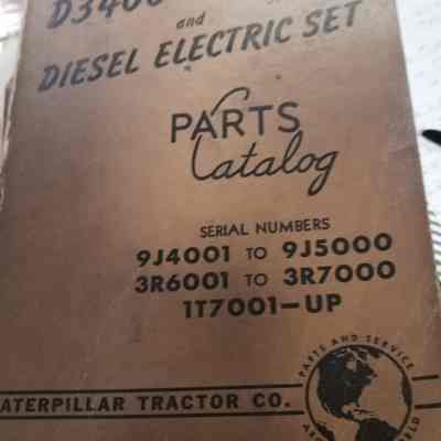 Caterpillar. D3400 engine and diesel electric set parts catalog. Serial numbers 9J4001 to 9J5000, 3R6001 to 3R7000, 117001 - up