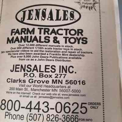 Jensales. Farm tractor manuals and toys