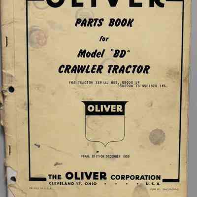 Oliver parts book for model "BD" crawler tractor