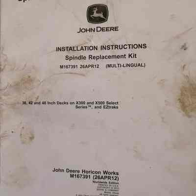Spindle replacement kit. Installation instructions