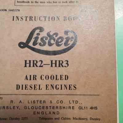 Instruction book. Lister HR2-HR3 air cooled diesel engines