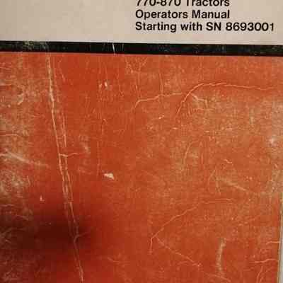 Case 770-870 tractors. Operators manual starting with SN 8693001 Rac form 9-4011