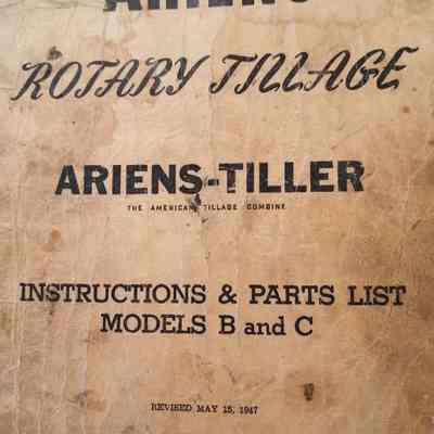 Ariens rotary tillage. Instructions and parts list Models B and C