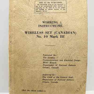 Working instructions. Wireless set (Canadian). No. 19 Mark III