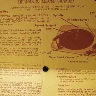 Operating instructions. Tri-O-Matic record changer