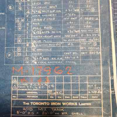 Acid mix tank. The Toronto Iron Works. Technical drawing
