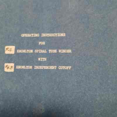 Operating instructions for Knowlton spiral tube winder with Knowlton independent cutoff
