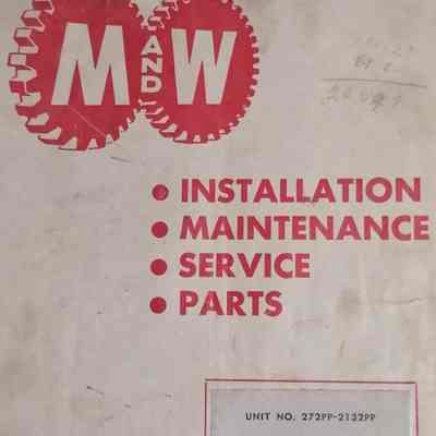 M and W. Installation, maintenance, service, parts. Unit no. 272PP - 2132PP. Hydraulic system.