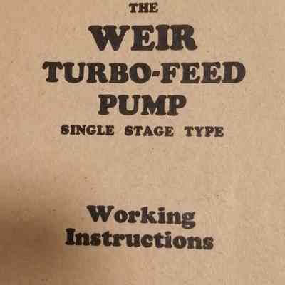 Weir turbo-feed pump. Single stage type. Working instructions