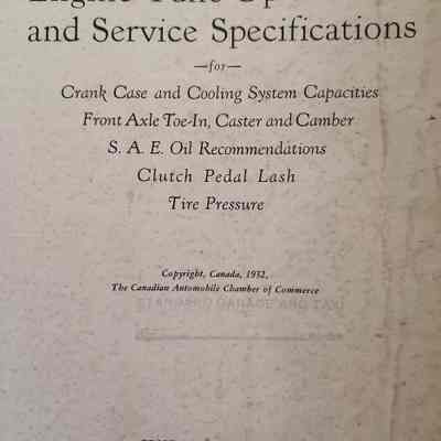Engine tune-up manual and service specifications
