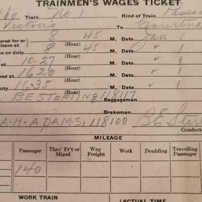 Canadian Pacific Railway. Trainmen's wages ticket
