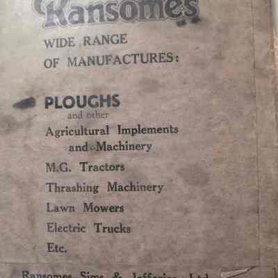 Ransomes wide range of manufactures : Ploughs and other agricultural implements and machinery