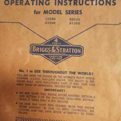Briggs and Stratton. Operating instructions for model series 60500, 61500, 80500, 81500