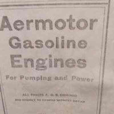 Aermotor gasoline engines for pumping and power. Price list