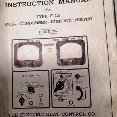 King . Instruction manual for type F-12 coil-condenser-ignition tester