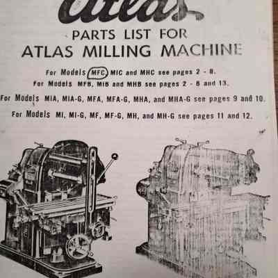 Atlas parts list for Atlas milling machine
