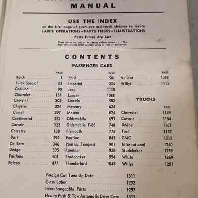 Motor's flat rate and parts manual