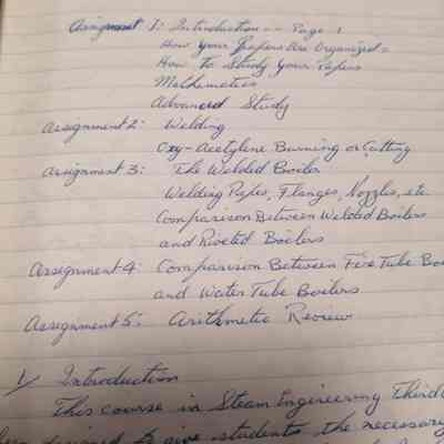 Handwritten course outline. Welding.