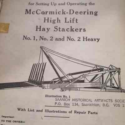 Instructions for setting up the Mccormick-Deering high lift hay stacker. No. 1, No. 2, and No. 2 heavy