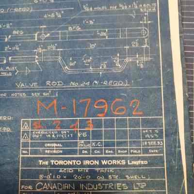 Acid mix tank. The Toronto Iron Works Limited. Technical drawing