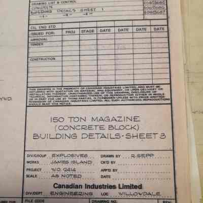 150 ton magazine (concrete block) building details - sheet 3. Technical drawing