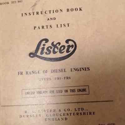Instruction book and parts list. Lister FR range of diesel engines.