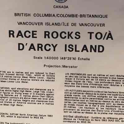Race Rocks to D'Arcy Island. Map