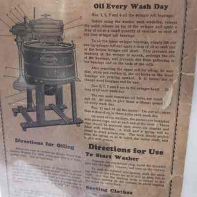 Instructions for operating the Beatty wood tub electric washer fig. 1200