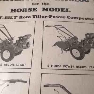 Master parts catalog for the horse model Troy built roto tiller-power composter