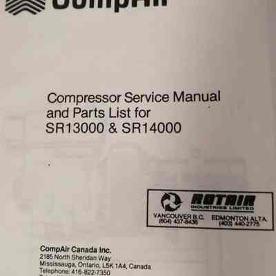 Compressor service manual and parts list. SR13000 and SR14000